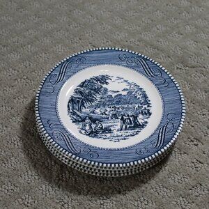 Blue and White bread and butter size Plate Set of 4